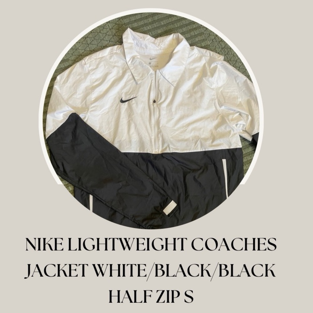 NIKE LIGHTWEIGHT COACHES JACKET WHITE/BLACK/BLACK HALF ZIP S